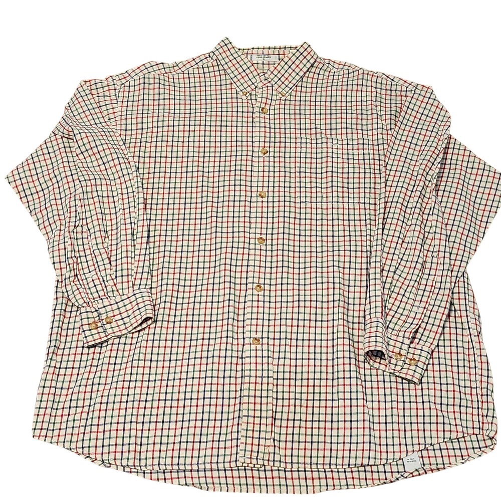 Orvis Shirt Mens XL Multicolor Plaid Twill Cotton Button Long Sleeve Casual